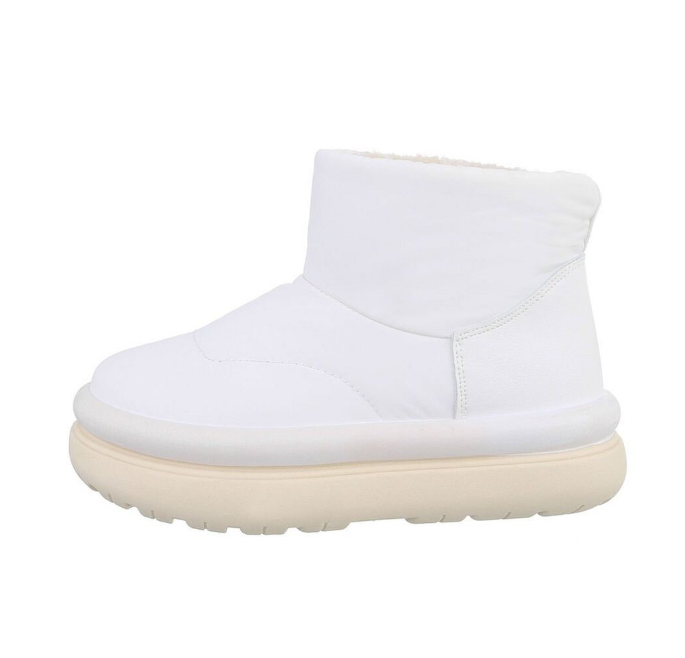 Ital-Design Damen Snowboots Freizeit Snowboots (85136653) Flach Plateaustiefeletten in Weiß