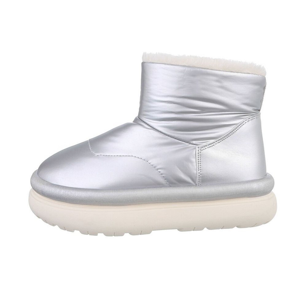 Ital-Design Damen Snowboots Freizeit Snowboots (85136672) Flach Plateaustiefeletten in Silber