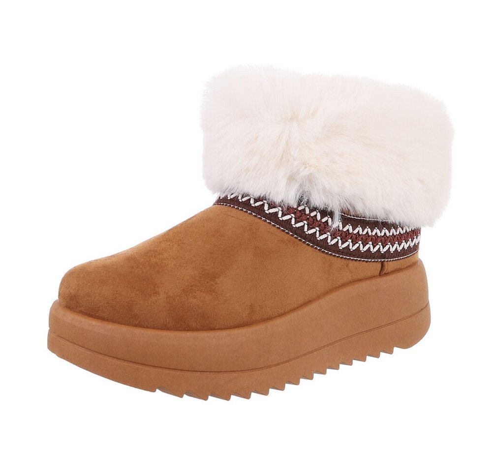 Ital-Design Damen Snowboots Freizeit Snowboots (87214358) Flach Plateaustiefeletten in Camel