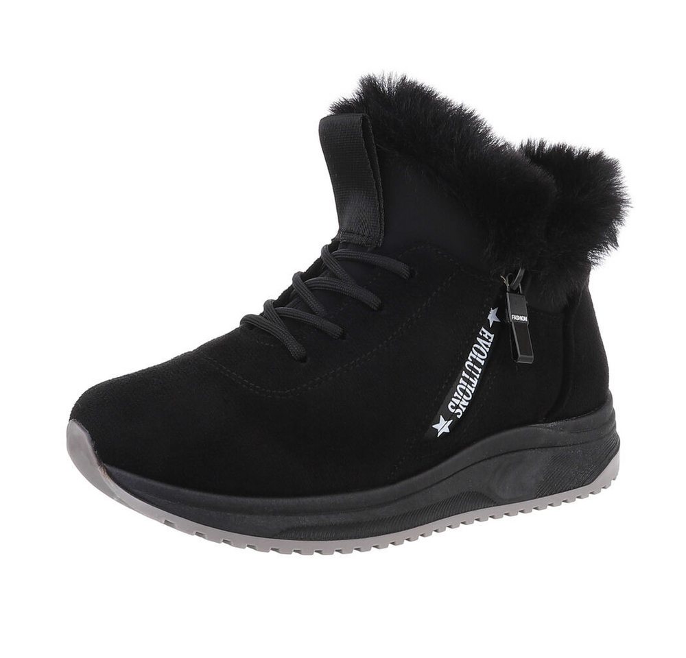 Ital-Design Damen Snowboots Freizeit Snowboots (87214539) Flach Plateaustiefeletten in Schwarz