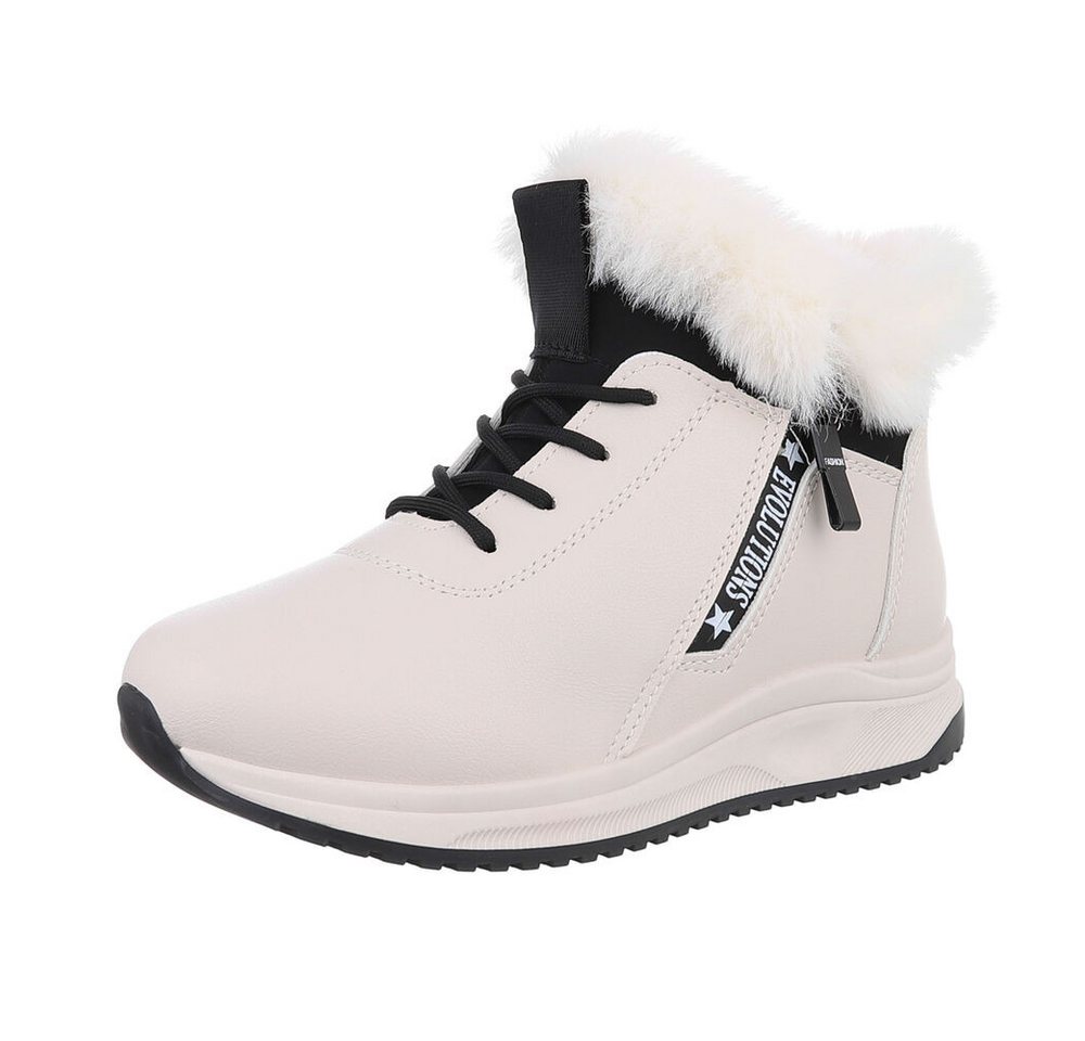 Ital-Design Damen Snowboots Freizeit Snowboots (87214546) Flach Plateaustiefeletten in Beige