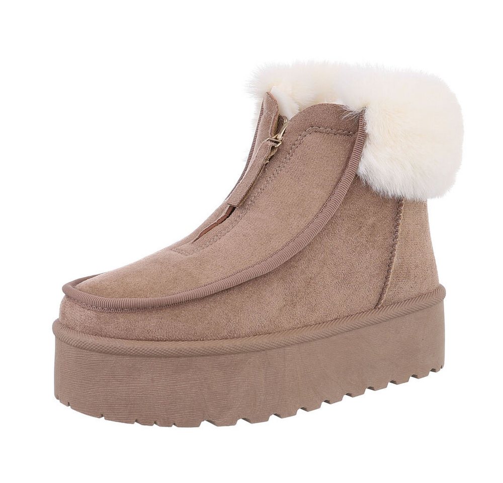 Ital-Design Damen Snowboots Freizeit Snowboots (87214691) Flach Plateaustiefeletten in Hellbraun