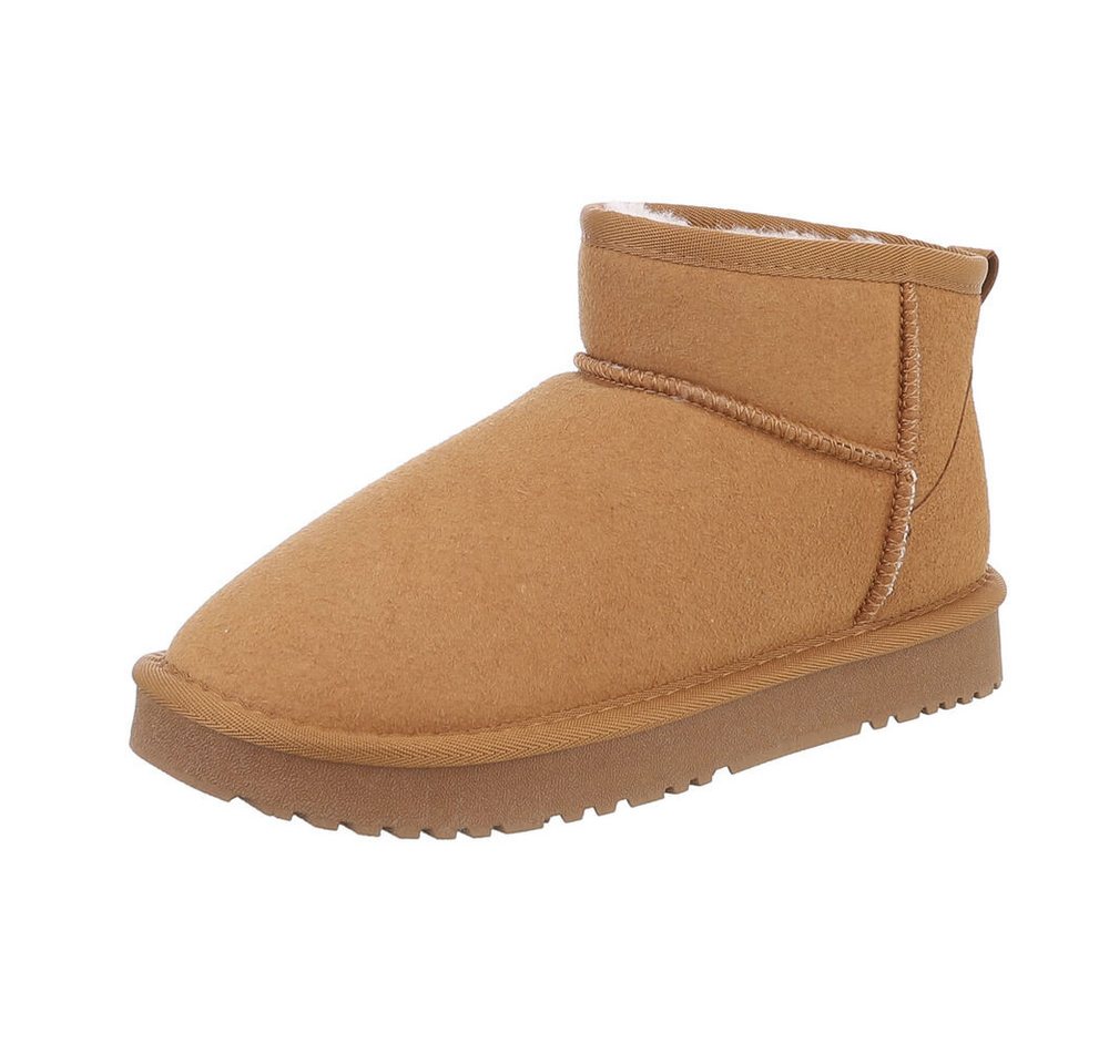 Ital-Design Damen Snowboots Freizeit Snowboots (87283905) Flach Flache Stiefeletten in Camel
