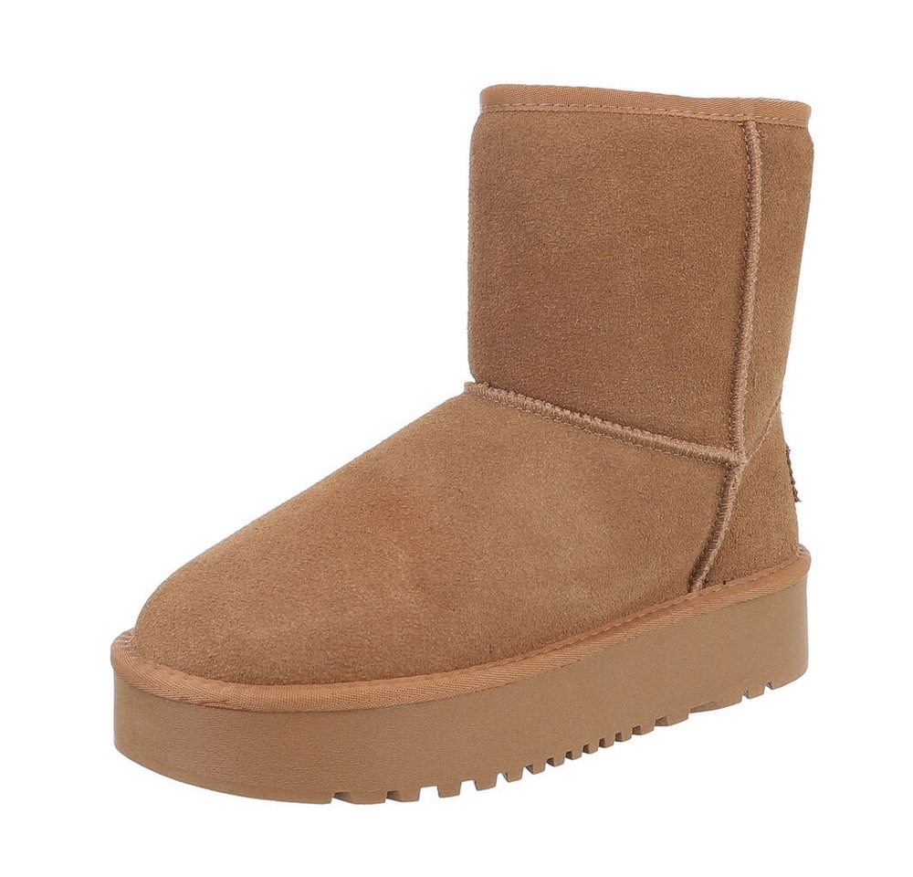 Ital-Design Damen Snowboots Freizeit Snowboots (87283936) Flach Plateaustiefeletten in Camel