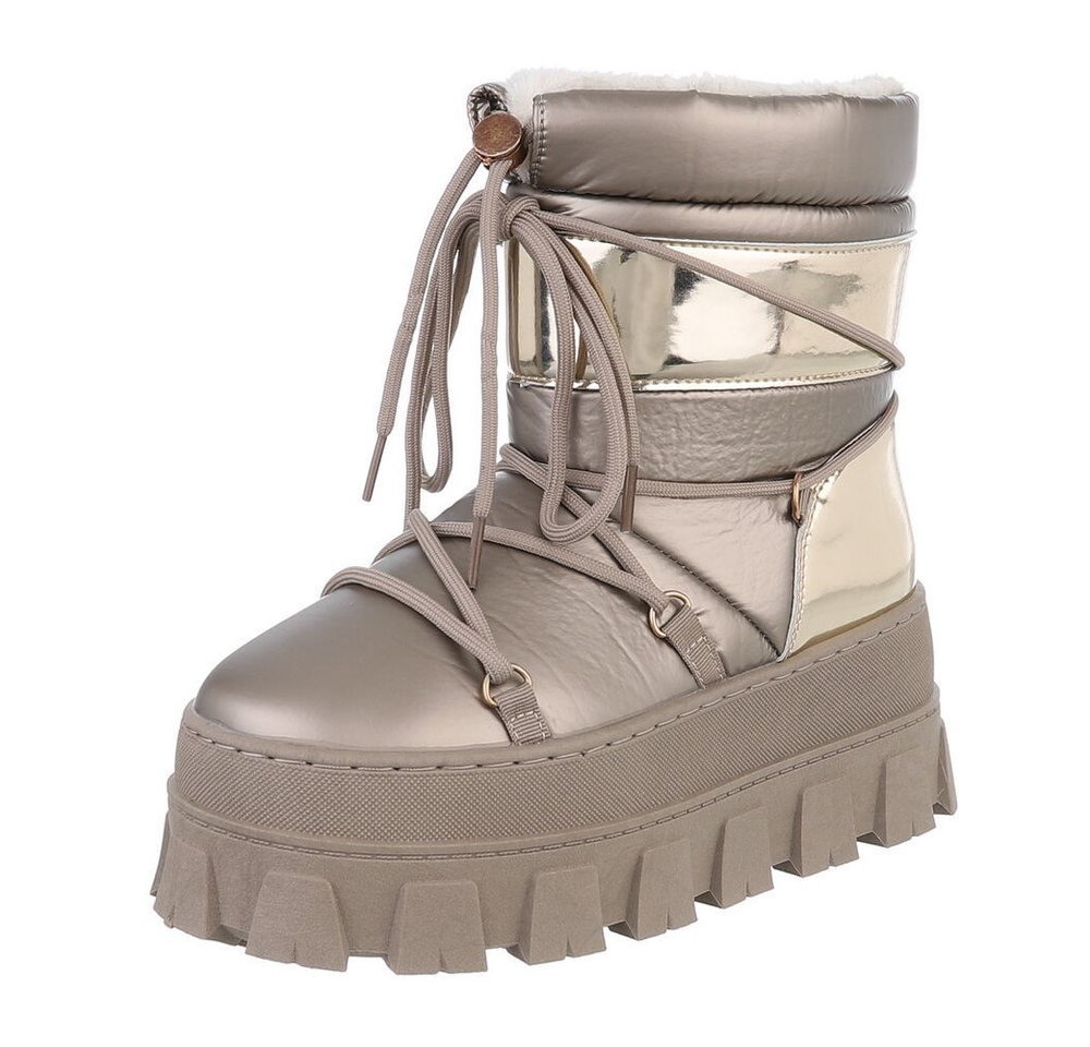 Ital-Design Damen Snowboots Freizeit Snowboots (87283955) Flach High-Heel Stiefeletten in Bronze