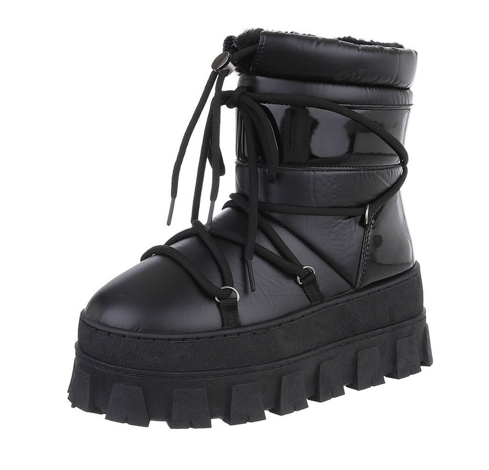 Ital-Design Damen Snowboots Freizeit Snowboots (87283959) Flach High-Heel Stiefeletten in Schwarz