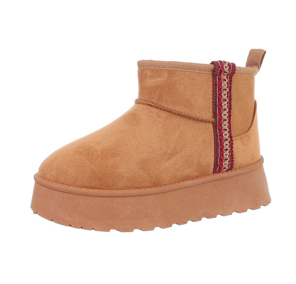 Ital-Design Damen Snowboots Freizeit Snowboots (87417871) Flach Stiefeletten in Camel