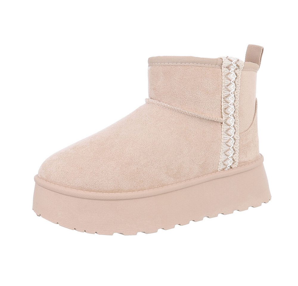 Ital-Design Damen Snowboots Freizeit Snowboots (87417882) Flach Stiefeletten in Beige