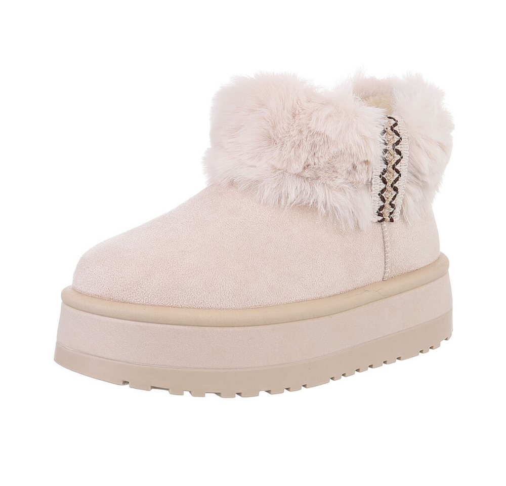 Ital-Design Damen Snowboots Freizeit Snowboots (87452010) Flach Stiefeletten in Beige