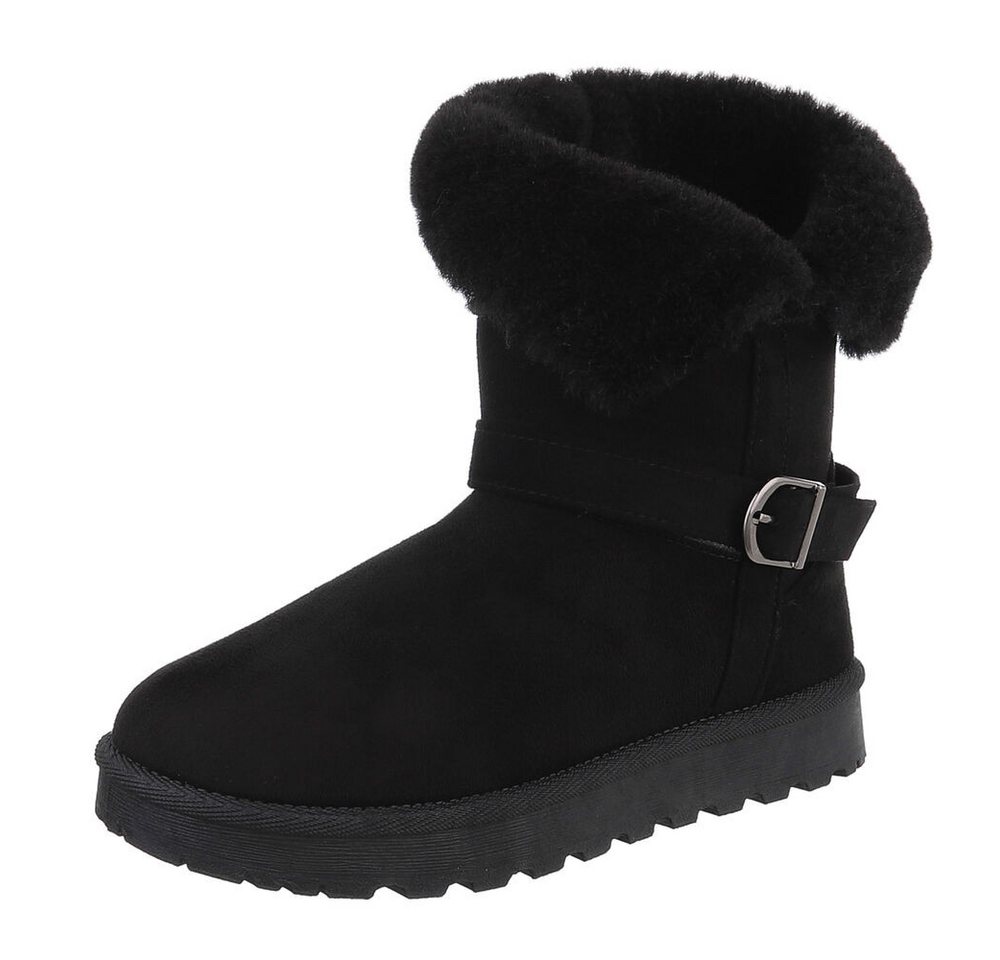 Ital-Design Damen Snowboots Freizeit Snowboots (87452024) Flach Plateaustiefeletten in Schwarz