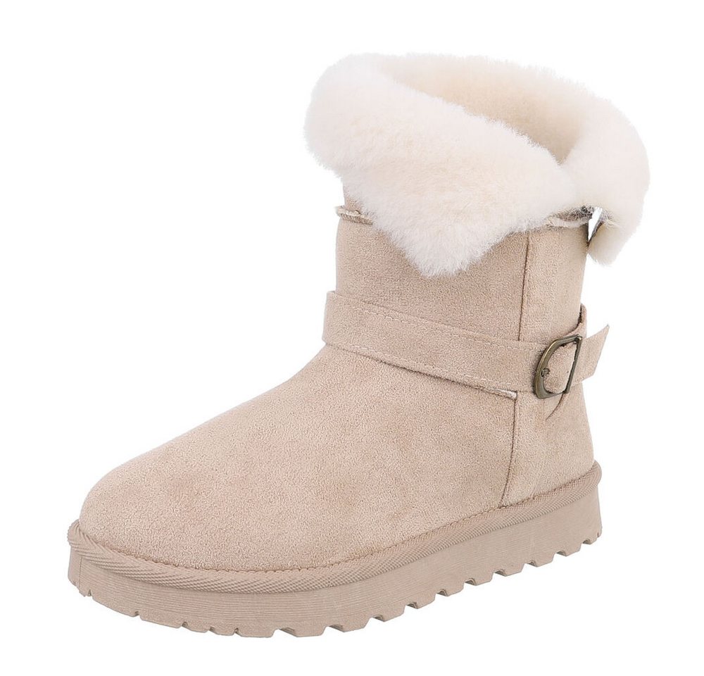 Ital-Design Damen Snowboots Freizeit Snowboots (87452030) Flach Plateaustiefeletten in Beige