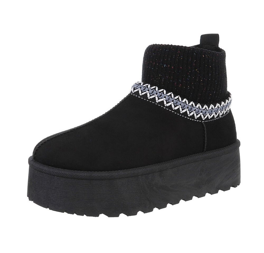 Ital-Design Damen Snowboots Freizeit Snowboots (87475166) Flach Stiefeletten in Schwarz