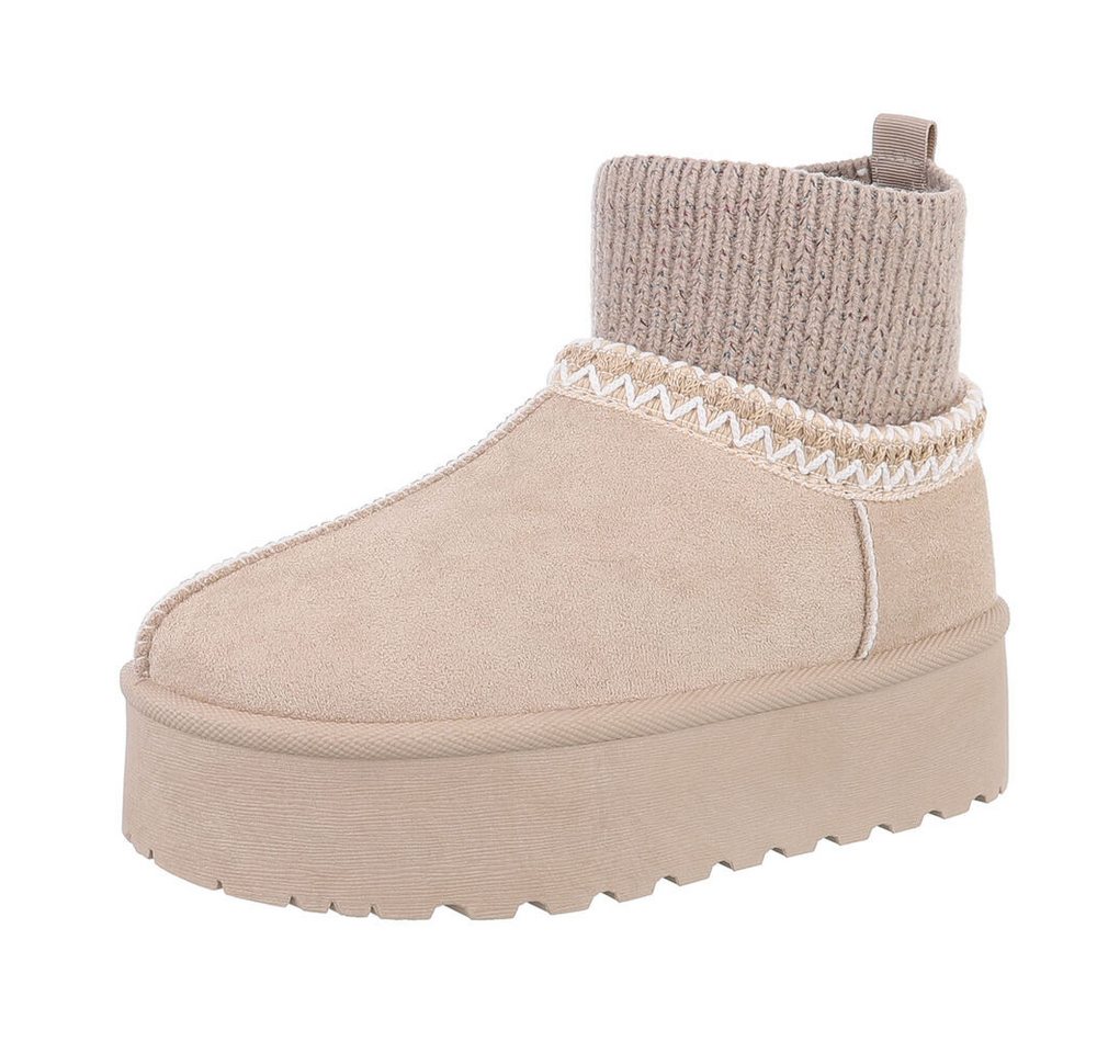 Ital-Design Damen Snowboots Freizeit Snowboots (87475174) Flach Stiefeletten in Beige