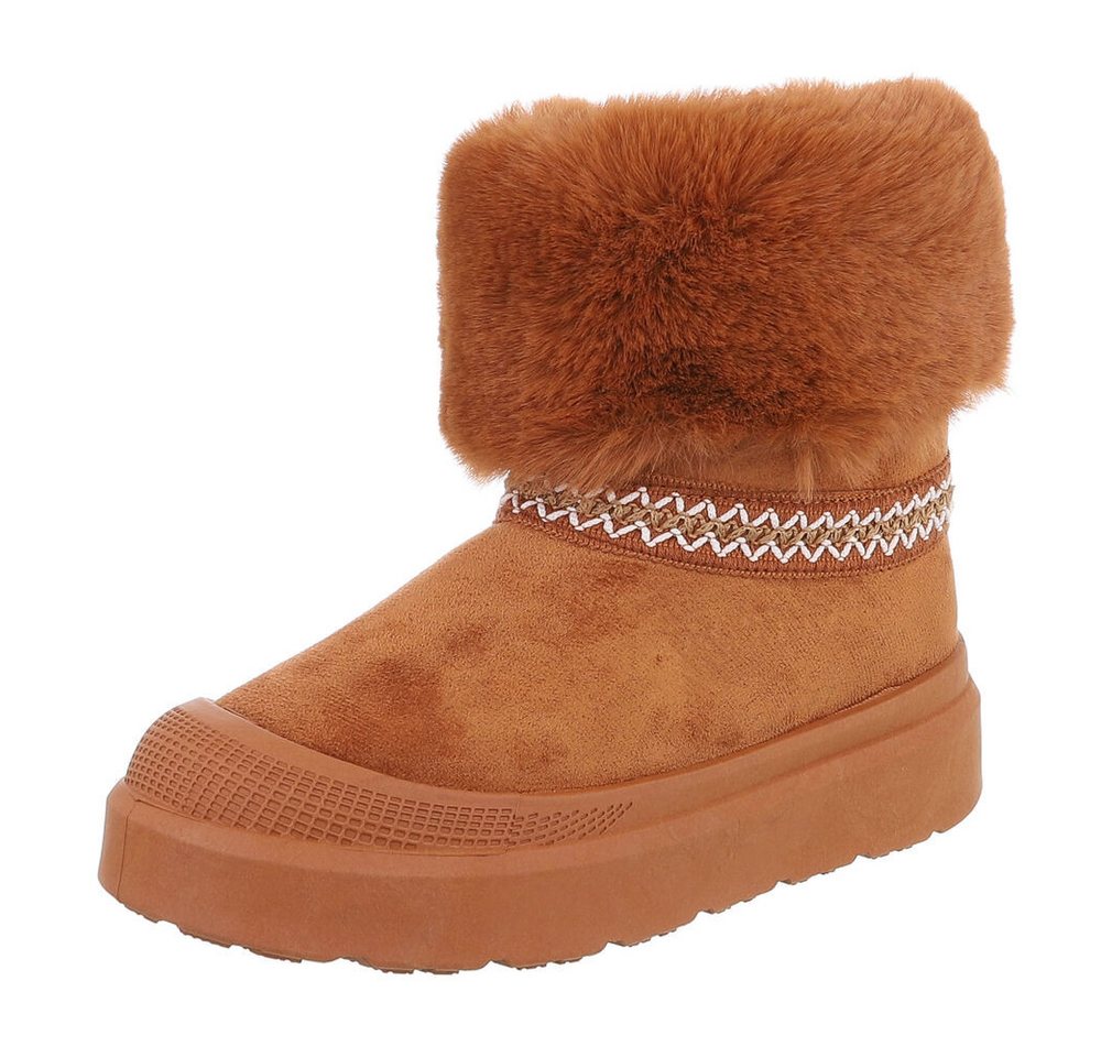 Ital-Design Damen Snowboots Freizeit Snowboots (87531755) Flach Stiefeletten in Camel