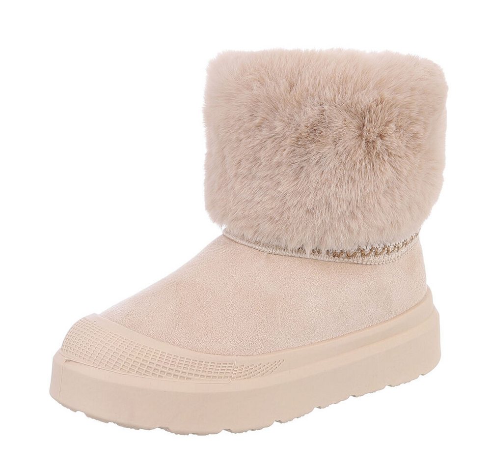 Ital-Design Damen Snowboots Freizeit Snowboots (87531768) Flach Stiefeletten in Beige