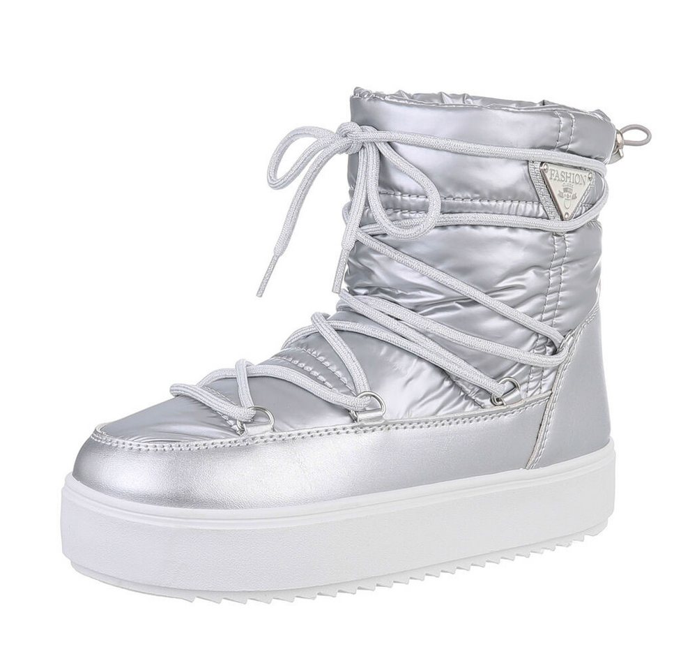 Ital-Design Damen Snowboots Freizeit Snowboots (87531775) Flach Plateaustiefeletten in Silber