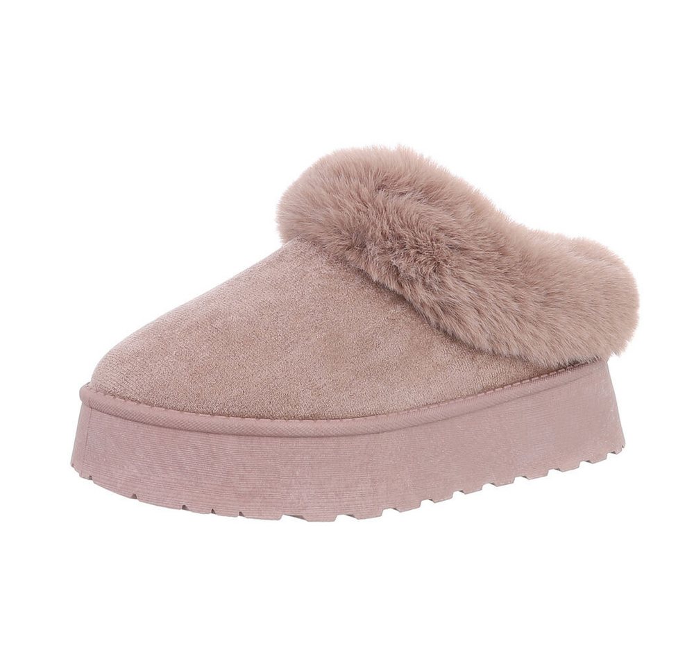 Ital-Design Damen Snowboots Freizeit Snowboots (87531848) Flach Stiefeletten in Hellbraun