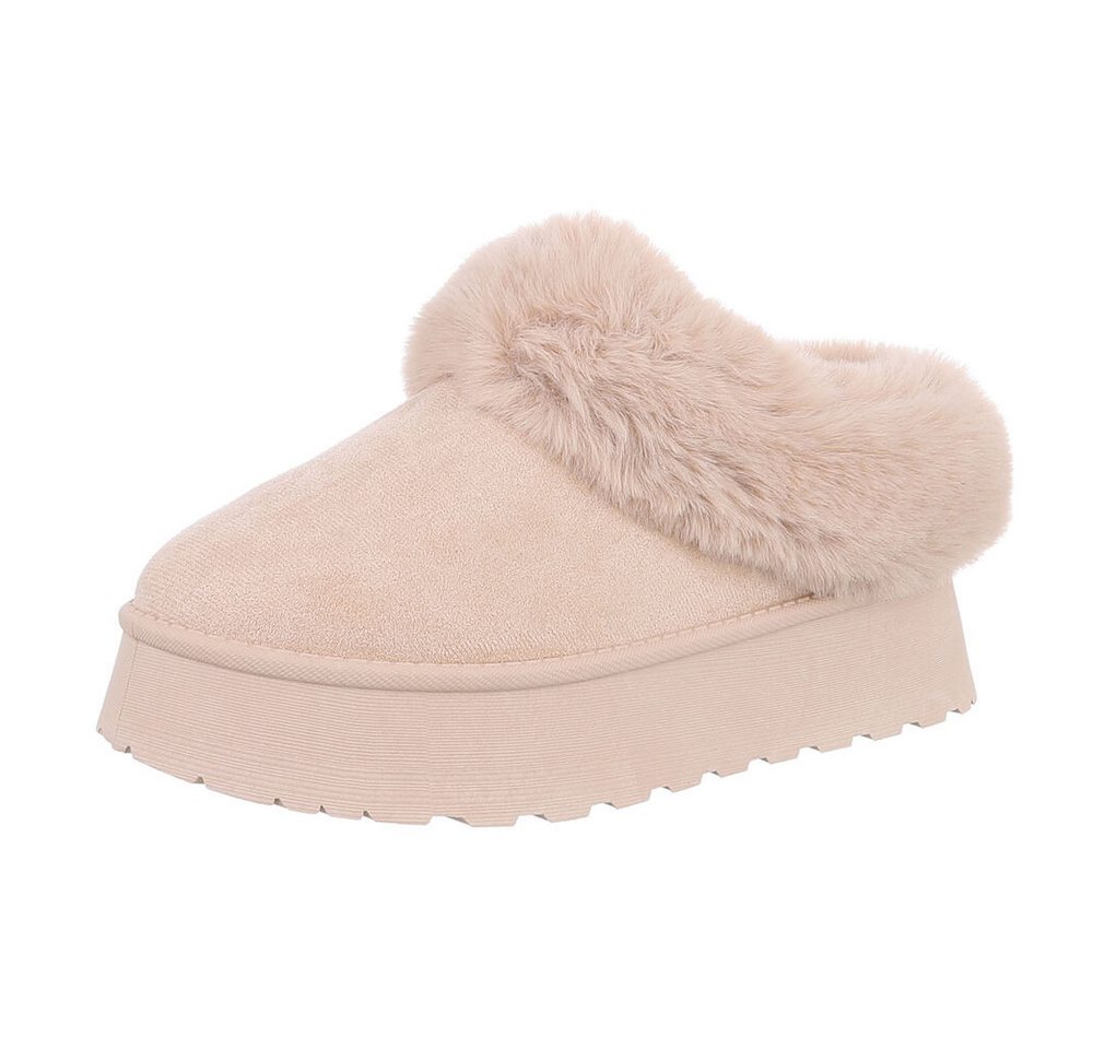 Ital-Design Damen Snowboots Freizeit Snowboots (87531863) Flach Stiefeletten in Beige