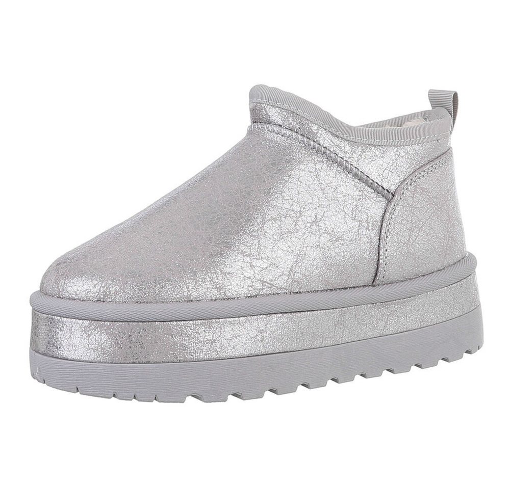 Ital-Design Damen Snowboots Freizeit Snowboots (88460366) Flach Stiefeletten in Silber