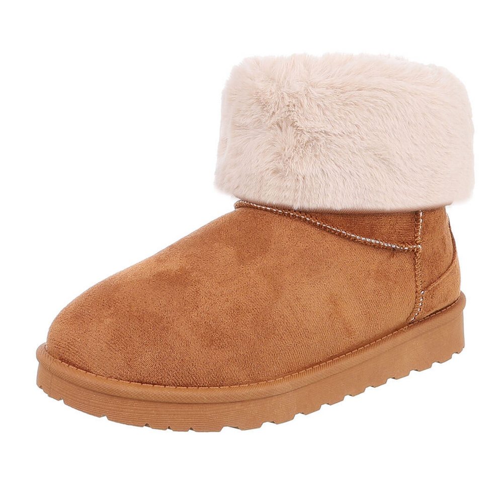Ital-Design Damen Snowboots Freizeit Snowboots (88460408) Flach Flache Stiefeletten in Camel