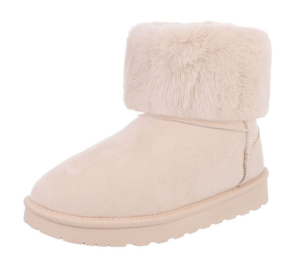 Ital-Design Damen Snowboots Freizeit Snowboots (88460419) Flach Flache Stiefeletten in Beige
