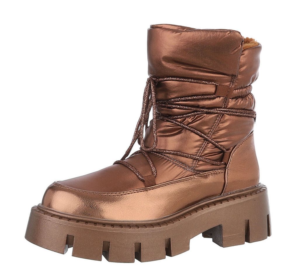 Ital-Design Damen Snowboots Freizeit Snowboots (88489452) Blockabsatz Stiefeletten in Bronze