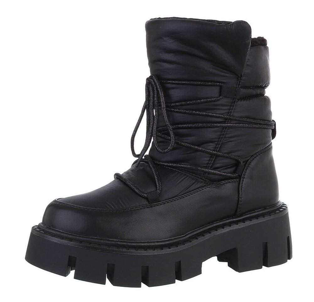 Ital-Design Damen Snowboots Freizeit Snowboots (88489464) Blockabsatz Stiefeletten in Schwarz