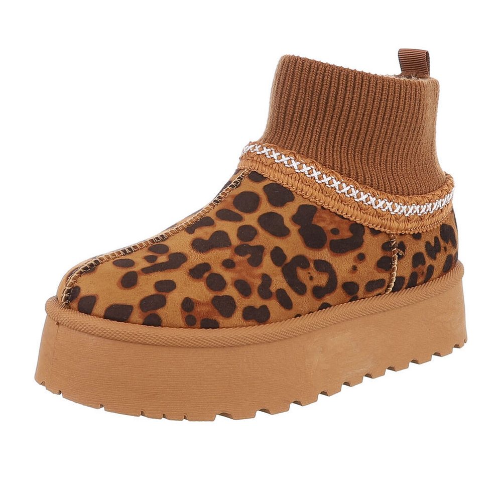 Ital-Design Damen Snowboots Freizeit Snowboots (88519222) Flach Stiefeletten in Braun