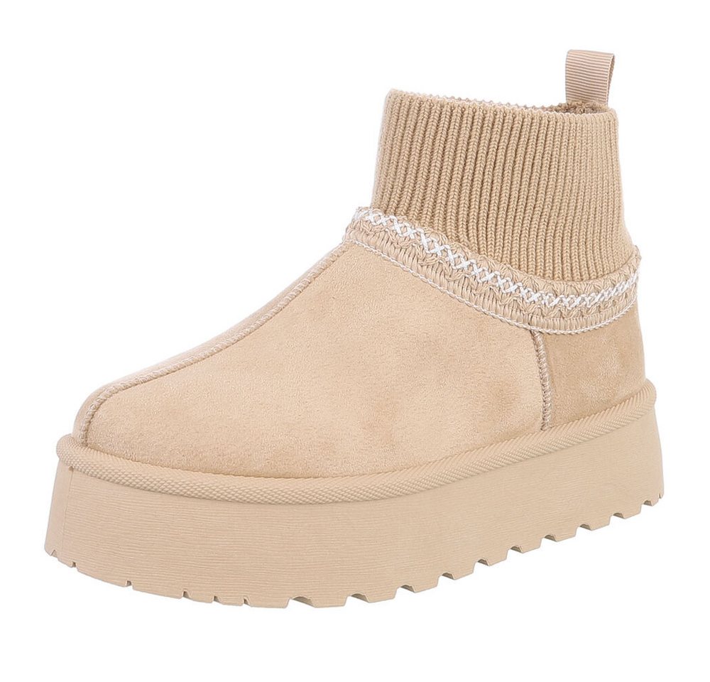 Ital-Design Damen Snowboots Freizeit Snowboots (88519246) Flach Stiefeletten in Beige