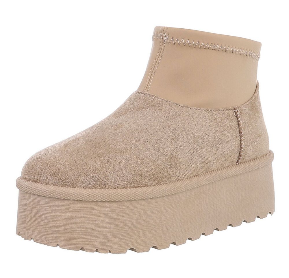 Ital-Design Damen Snowboots Freizeit Snowboots (88577248) Flach Stiefeletten in Hellbraun