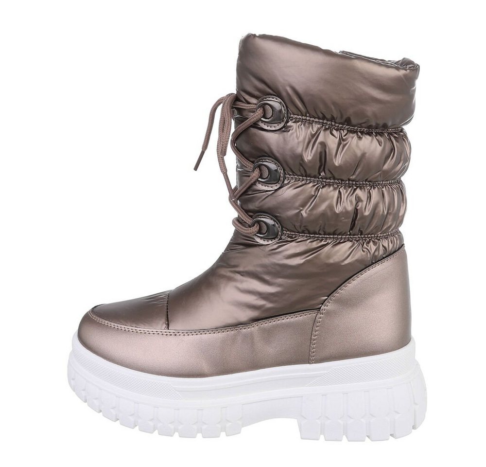 Ital-Design Damen Snowboots Freizeit Snowboots Blockabsatz Plateaustiefeletten in Bronze