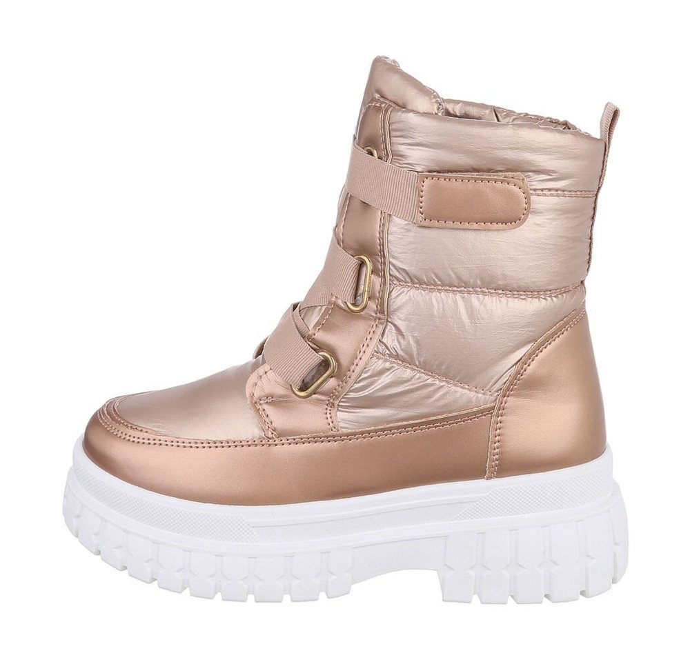 Ital-Design Damen Snowboots Freizeit Snowboots Blockabsatz Plateaustiefeletten in Gold