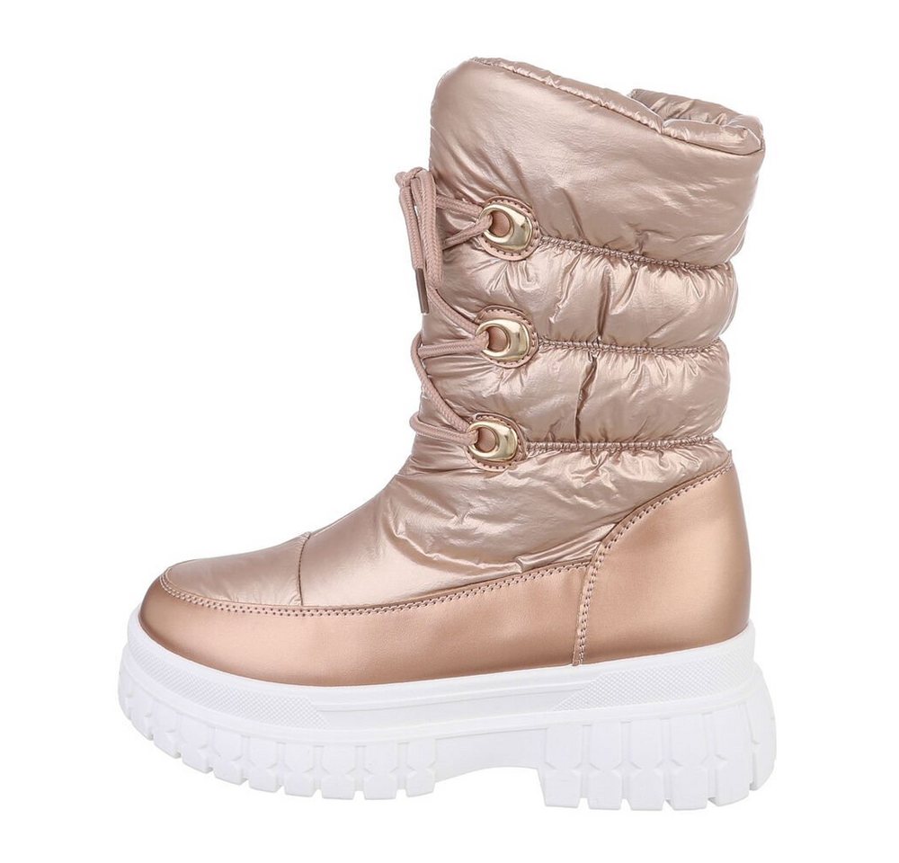 Ital-Design Damen Snowboots Freizeit Snowboots Blockabsatz Plateaustiefeletten in Gold