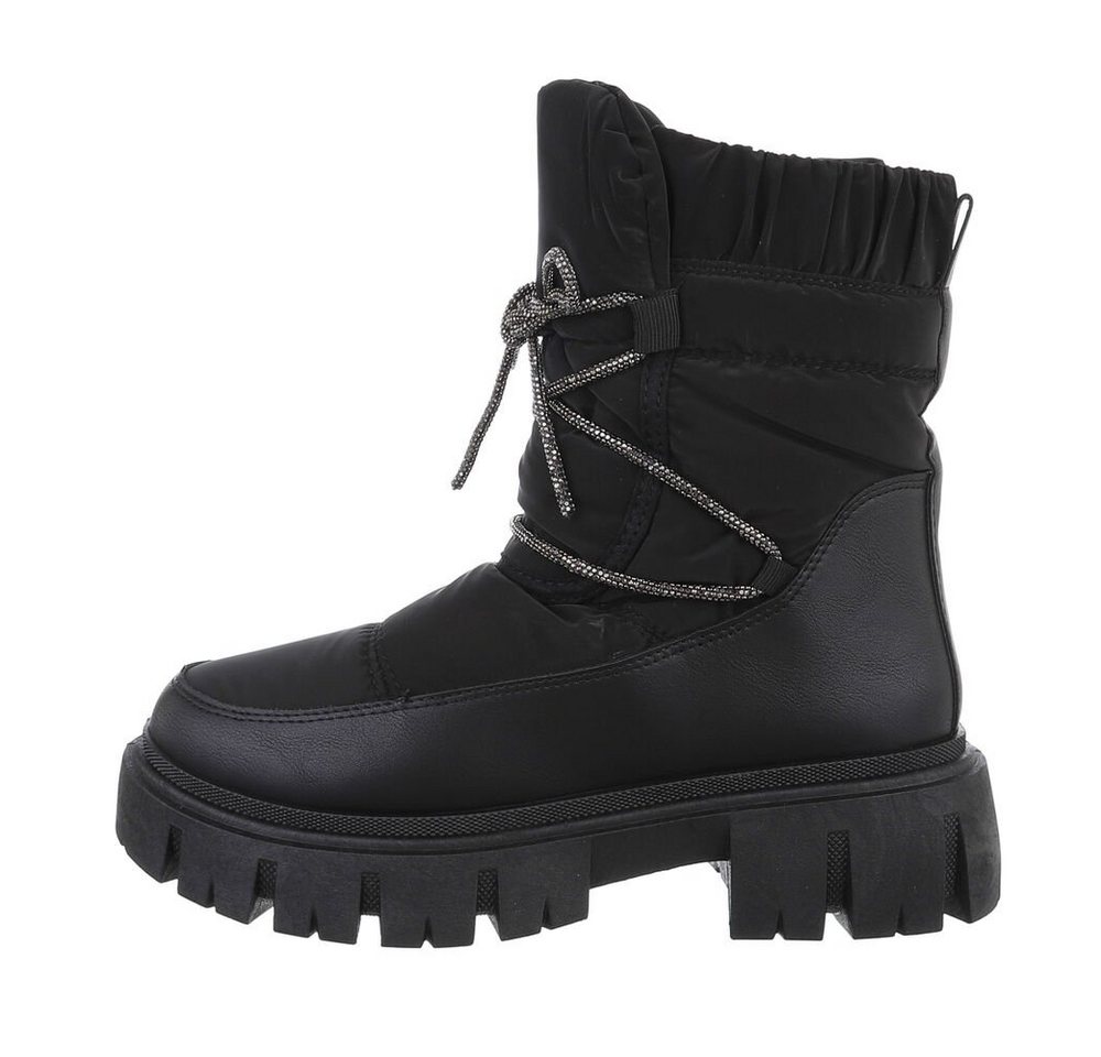 Ital-Design Damen Snowboots Freizeit Snowboots Blockabsatz Plateaustiefeletten in Schwarz