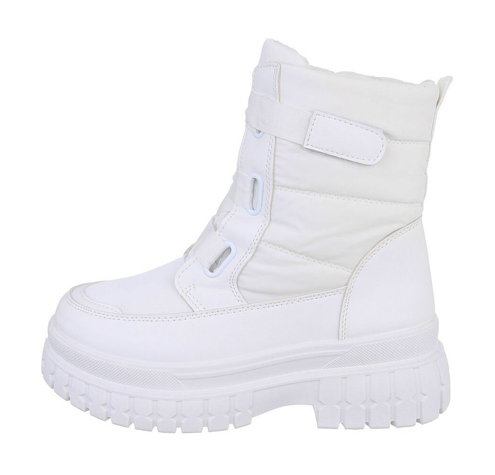 Ital-Design Damen Snowboots Freizeit Snowboots Blockabsatz Plateaustiefeletten in Weiß