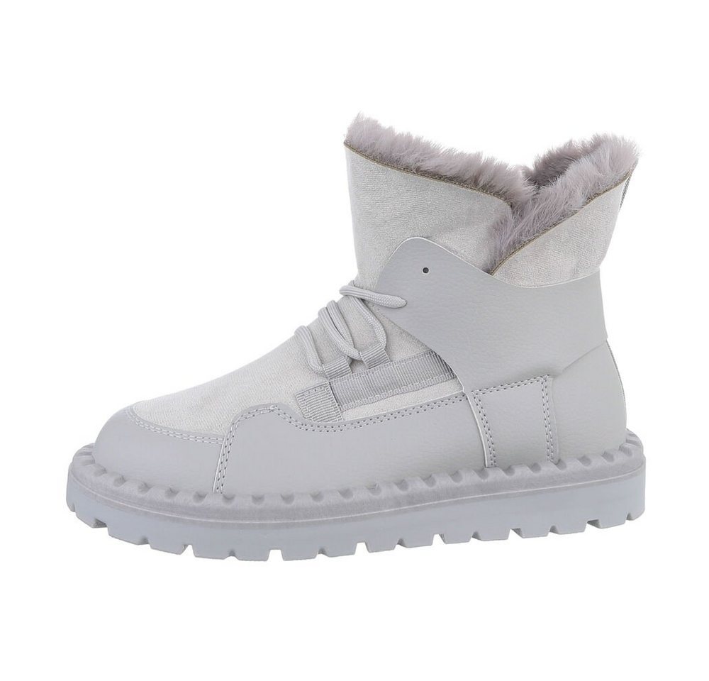 Ital-Design Damen Snowboots Freizeit Snowboots Flach Schnürstiefeletten in Grau