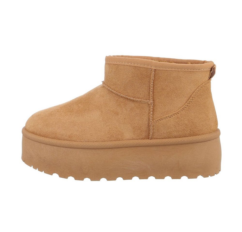 Ital-Design Damen Snowboots Freizeit Snowboots Plateaustiefeletten Snowboots (84338266) Flach Plateaustiefeletten in Camel