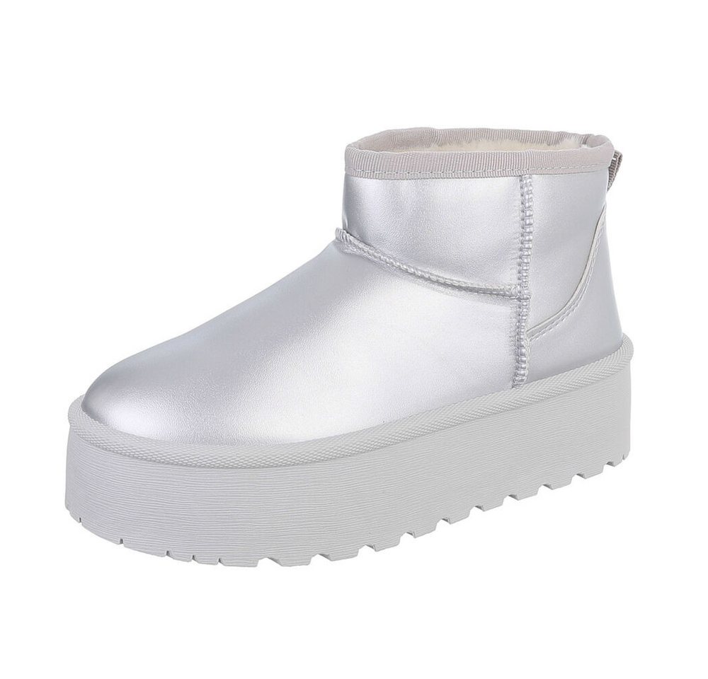 Ital-Design Damen Snowboots Freizeit Snowboots Plateaustiefeletten Snowboots (87124640) Flach Plateaustiefeletten in Silber