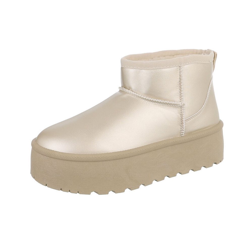 Ital-Design Damen Snowboots Freizeit Snowboots Plateaustiefeletten Snowboots (87124659) Flach Plateaustiefeletten in Gold