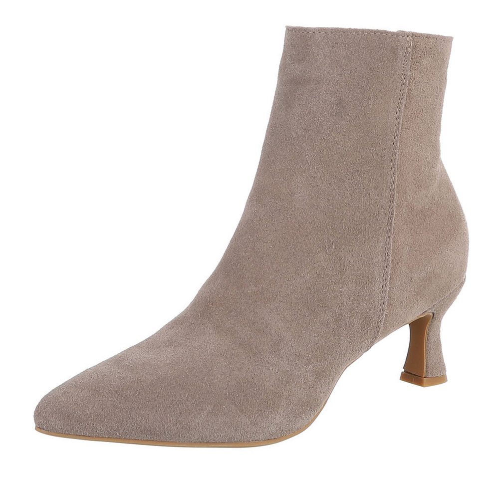 Ital-Design Damen Stiefelette mit Absatz und spitzer Form Stiefelette (91742212) Pfennig-/Stilettoabsatz Stiefeletten in Hellbraun