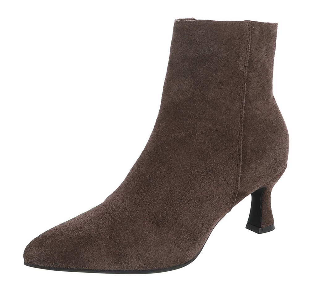 Ital-Design Damen Stiefelette mit Absatz und spitzer Form Stiefelette (91742219) Pfennig-/Stilettoabsatz Stiefeletten in Braun