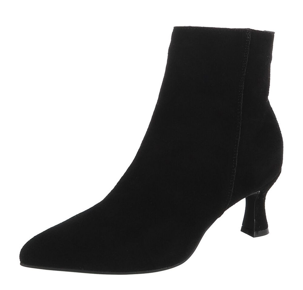 Ital-Design Damen Stiefelette mit Absatz und spitzer Form Stiefelette (91742226) Pfennig-/Stilettoabsatz Stiefeletten in Schwarz