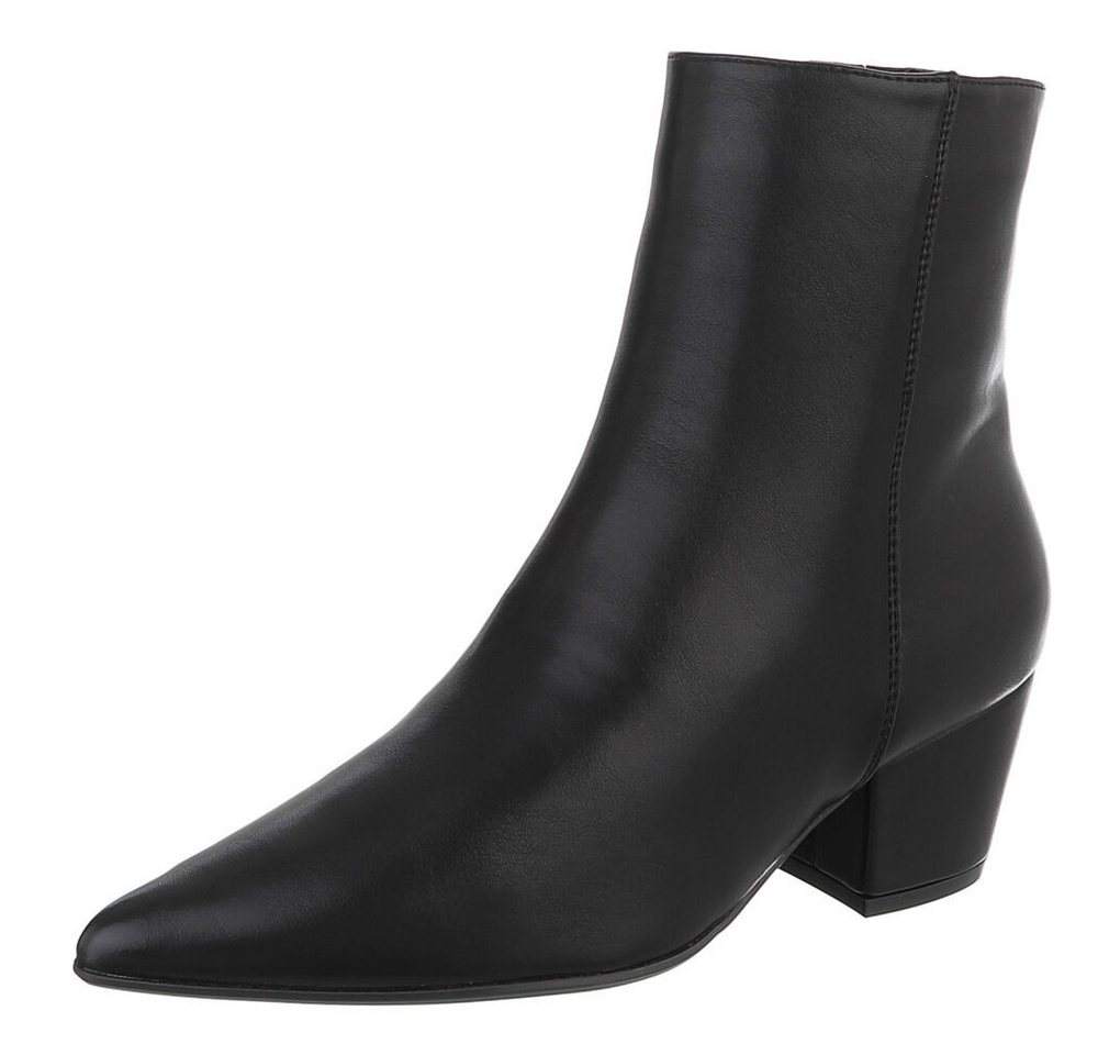 Ital-Design Damen Stiefelette spitz mit Blockabsatz und Reißverschluss Westernstiefelette (91742494) Blockabsatz Stiefeletten in Schwarz