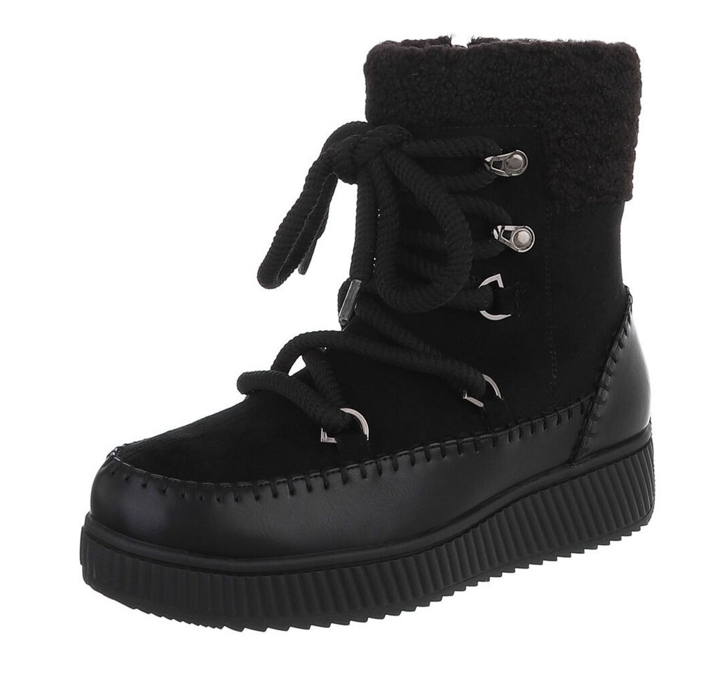 Ital-Design Damen Winterstiefel mit gefüttertem Schaft und rutschfester Sohle Stiefelette (90927470) Flach Plateaustiefeletten in Schwarz