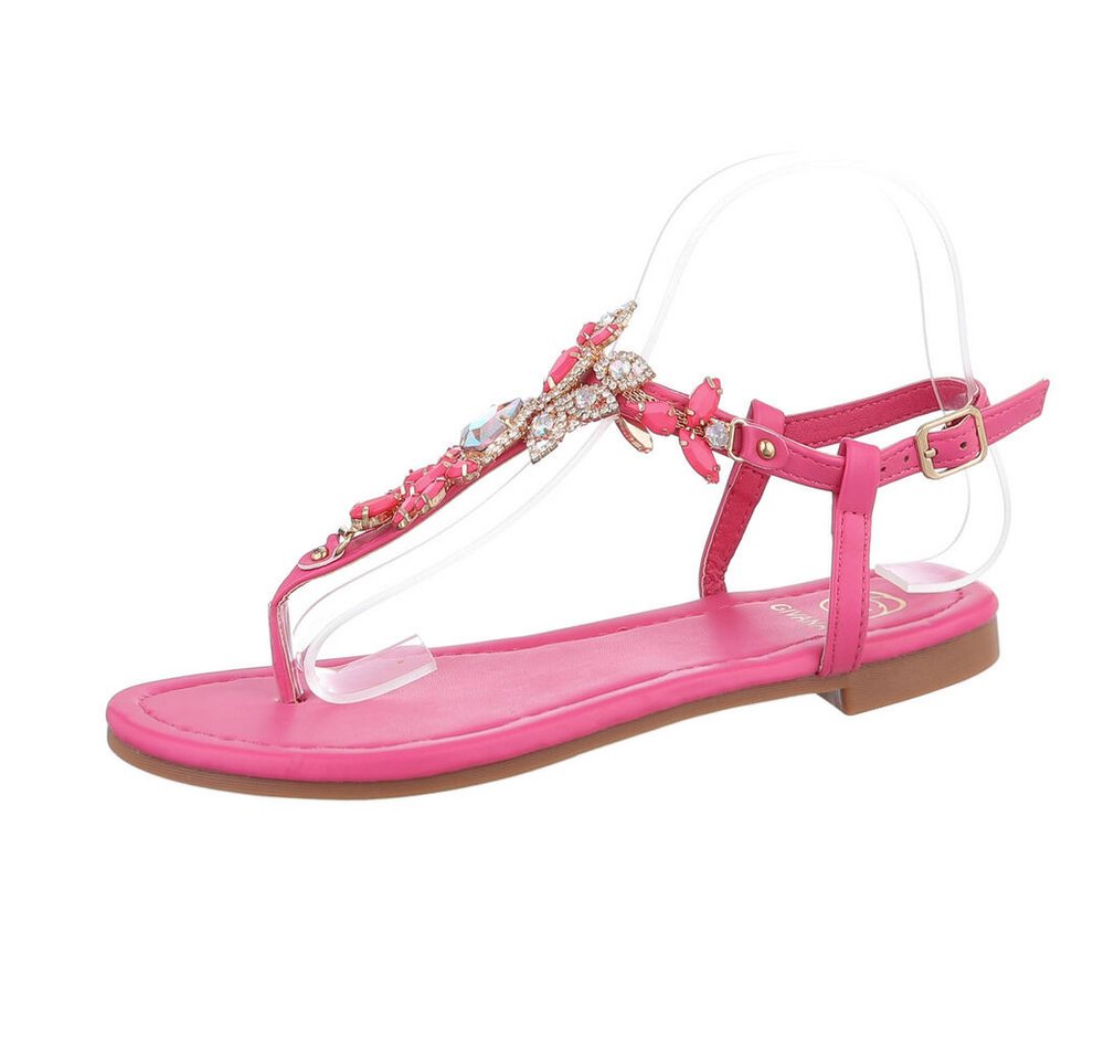 Ital-Design Damen Zehentrenner Freizeit Zehentrenner (86192823) Blockabsatz Riemchensandalen in Pink