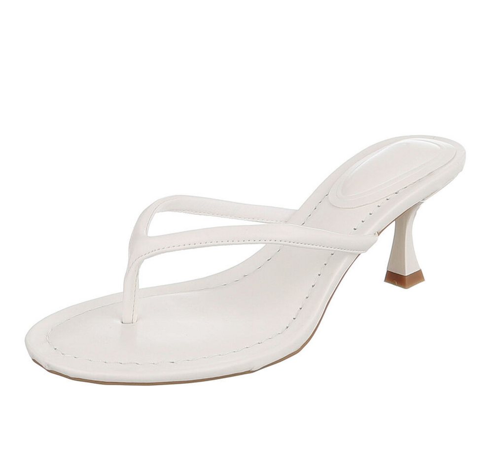 Ital-Design Damen Zehentrenner Sandale mit Absatz elegant Zehentrenner (91895525) Pfennig-/Stilettoabsatz Sandalen & Sandaletten in Weiß