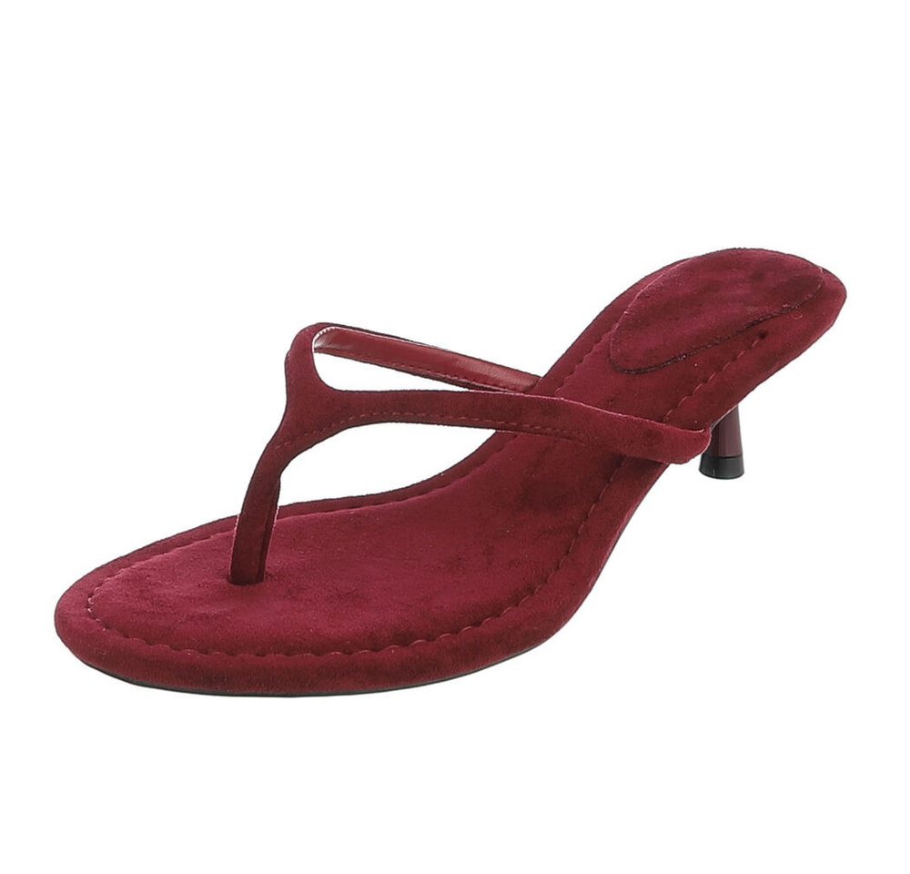 Ital-Design Damen Zehentrenner Sandalette mit Absatz für Sommer Zehentrenner (91849086) Pfennig-/Stilettoabsatz Sandalen & Sandaletten in Weinrot