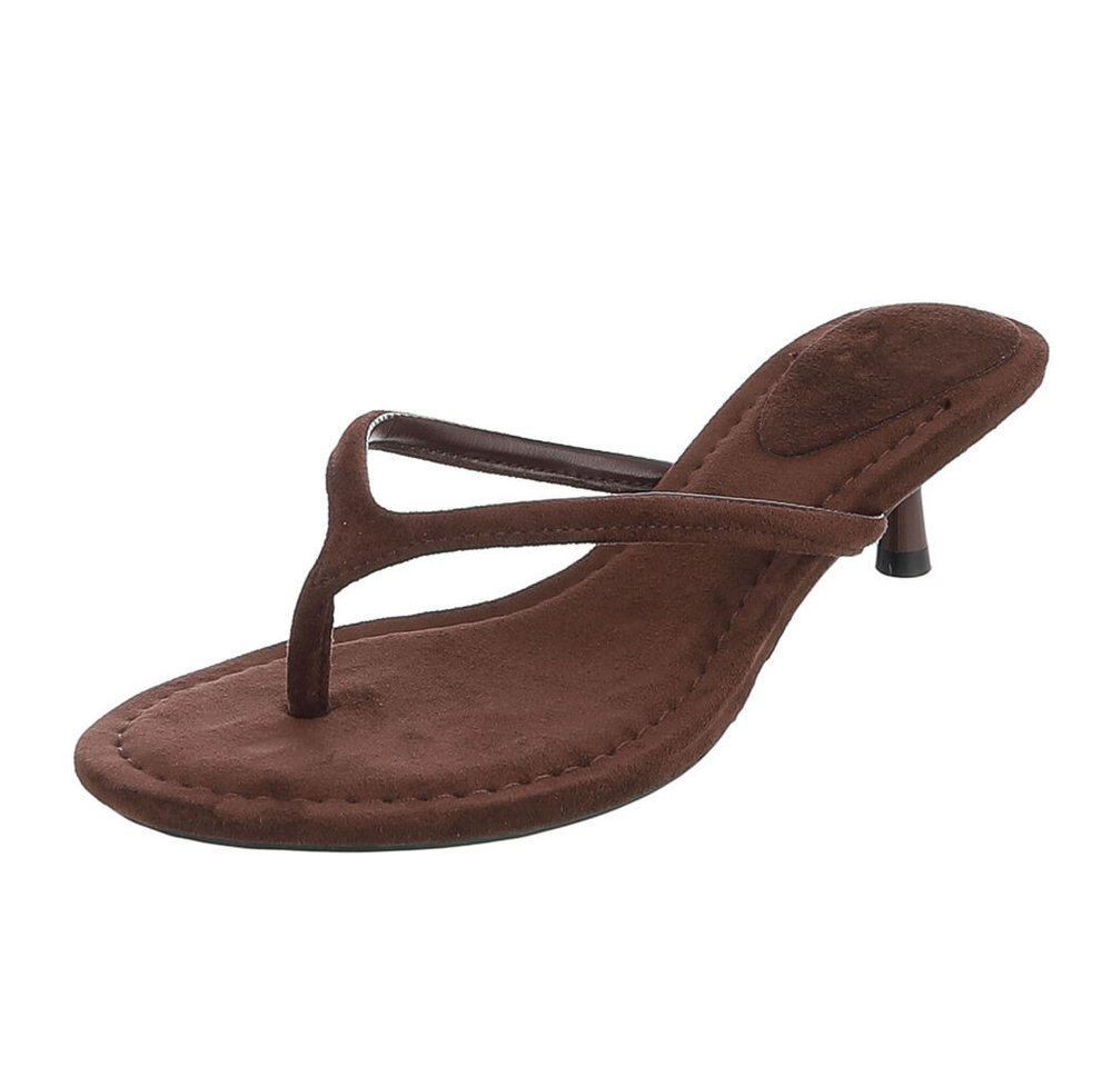 Ital-Design Damen Zehentrenner Sandalette mit Absatz für Sommer Zehentrenner (91849090) Pfennig-/Stilettoabsatz Sandalen & Sandaletten in Braun