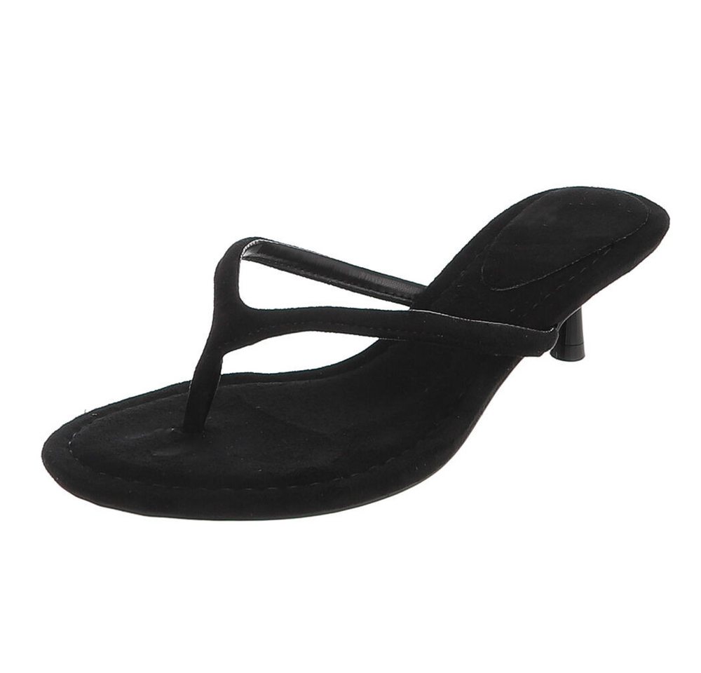 Ital-Design Damen Zehentrenner Sandalette mit Absatz für Sommer Zehentrenner (91849098) Pfennig-/Stilettoabsatz Sandalen & Sandaletten in Schwarz