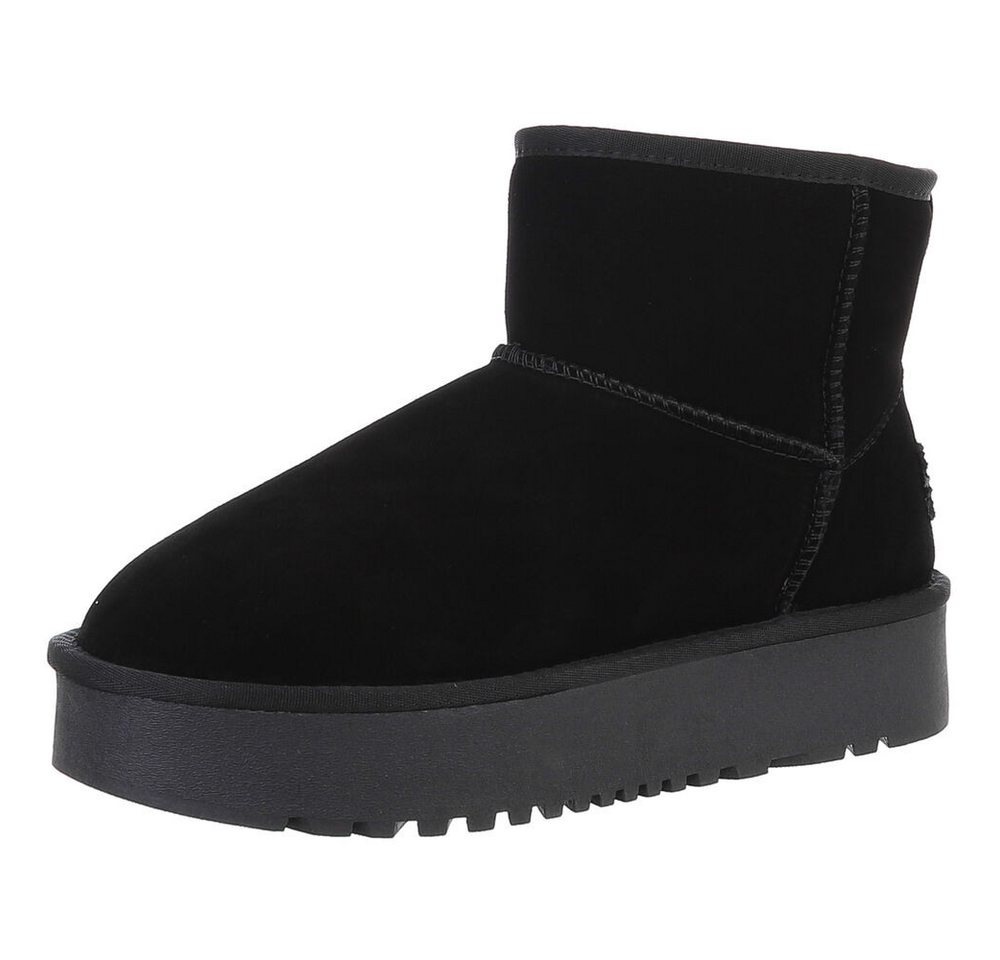 Ital-Design Echte Lederstiefel für Damen – Bequem und Stylish Snowboots (88519326) Flach Stiefeletten in Schwarz